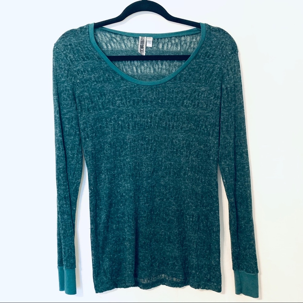BKE Buckle Sheer Green Sweater